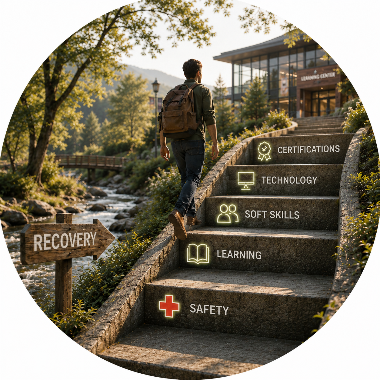 An employee building new skills through workplace learning during recovery